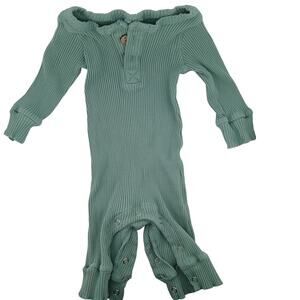 Little One Shop Girls Size 6m Sage Green Thermal Ribbed One Piece Cotton Blend